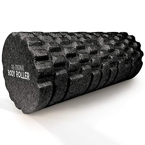 The Original Body Roller - High Density Foam Roller Massager for Deep Tissue Massage of the Back and Leg Muscles - Self Myofascial Release of Painful Trigger Point Muscle Adhesions (Black) - color: Black