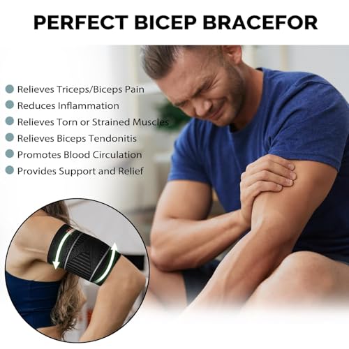 Bicep Tendonitis Brace for Pain Relief, Bicep Compression Sleeve - color: Gray-Black, size: Small