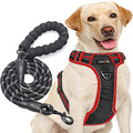 tobeDRI No Pull Dog Harness Adjustable Reflective Oxford Easy Control Medium Large Dog Harness with A Free Heavy Duty 5ft Dog Leash, Black/Red, M - color: Black/Red, size: Medium