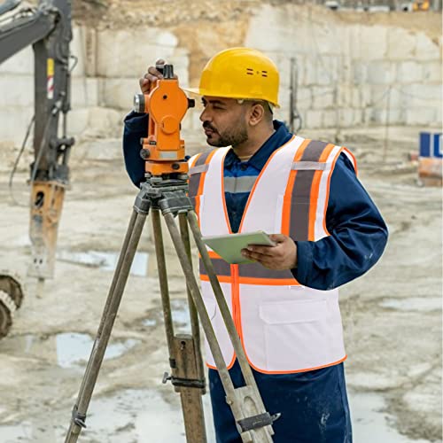 High Visibility Reflective Safety Vest with Zipper and Pockets White,L - color: White, size: Large