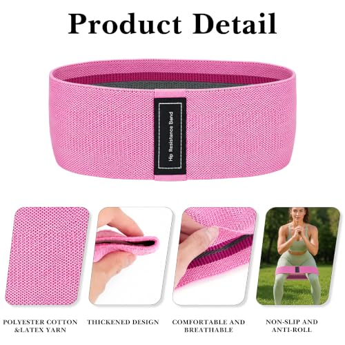 LUWOO Resistance Bands for Working Out, Glute Bands for Women & Men, Fabric Booty Band for Gym, Yoga, Pilates, Leg Training (Green/Pink/Purple/Dark Gray)