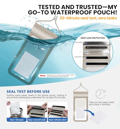 HiRui Waterproof Phone Pouch, Gold, X-Large - color: Gold, size: X-Large