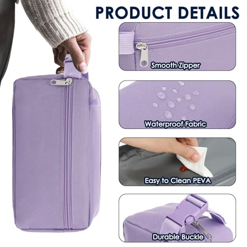 GYEUKHAM Freezable Lunch Bag,Reusable & Collapsible Mini Cooler for Adults,Insulated Lunch Box with Ice Packs,Freezable Snack Bag with Handle Buckle, On-the-Go,Purple - color: Purple+Ice pack