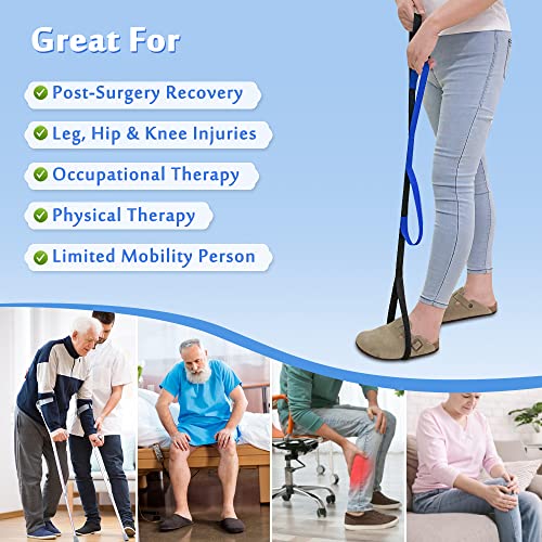 Leg Lifter Strap Medical Foot Lift After Surgery for Knee Hip Replacement Recovery Kit Mobility Aids Physical Therapy Leg Pull Strap Rigid Loop Foot Lifter Thigh Portable Leg Lifting Strap - 37" Long