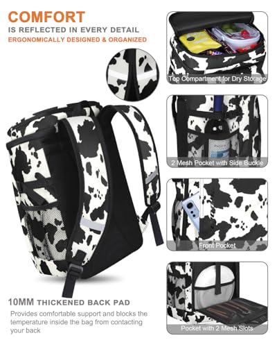 Capolo Cooler Backpack Insulated Leak Proof for Women Men Soft Cooler Bag - color: Cow Print, size: 36 Cans
