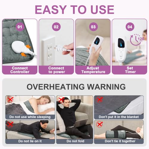 Heating Pad,Electric Heating Pads,Heating Pad for Back,DimGray,24x20 Inch - color: Darkgray, size: 24x20 Inch