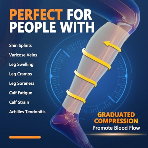 CTHH Calf Compression Sleeve for Men & Women Footless Compression Socks - color: Beige