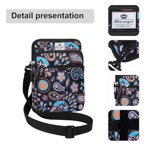 HUA ANGEL Multifunctional Fanny Pack for Men & Women Lightweight Waist Bag with 3 Zip Compartments, Cross body bag for Running Walking Sport Travel - color: Paisley flowers