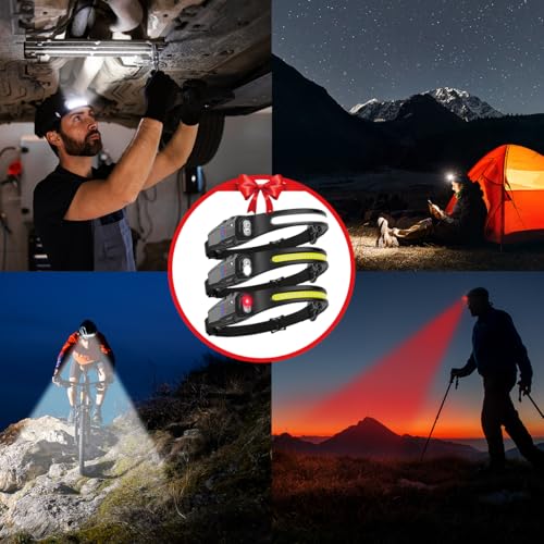 KYEKIO 3Pack 7Modes LED Headlamp Rechargeable with Red Light for Adults - size: 3 Pack