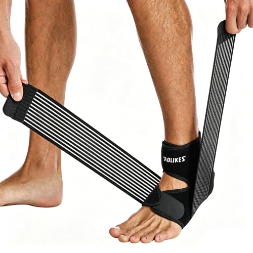 Ankle Brace Elastic Supports for Men Women, Adjustable Ankle Straps Ankle Support Ankle Compression Sleeve, Plantar Fasciitis Relief Achilles Tendonitis Brace Achilles Tendonitis Wrap, Pack of 1 (Black) - color: Black
