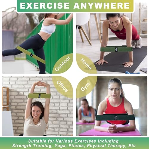 Resistance Bands for Working Out, 3 Levels Fabric Exercise Bands Set - color: Green