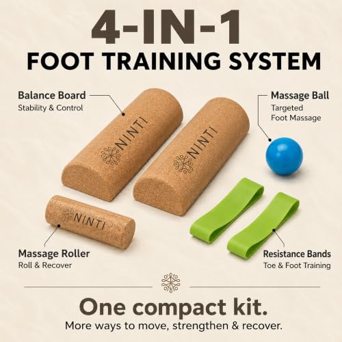 NINTI Premium Cork Balance Board for Foot Health & Ankle Strengthener