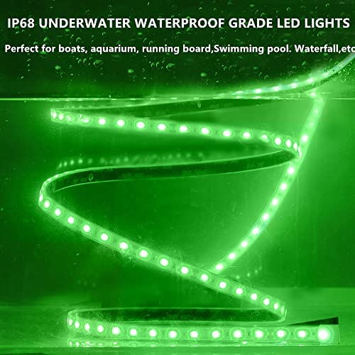 Marine Submersible Boat LED Strip Lights, 12V 6FT IP68 Waterproof - size: 6FT Green