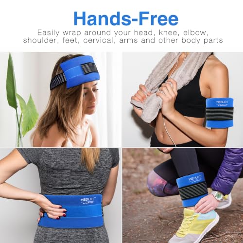 LotFancy Ice Packs for Injuries Reusable, 2 Gel Packs Wrap for Knee Head Neck Ankle Wrist Elbow Foot Legs Back Joint Pain Relief, Hot Cold Therapy for Surgery Recovery, First Aid - style: 11x5in(2 Packs with Wrap)