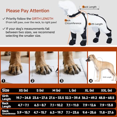 Dog Suspender Boots Reflective & Waterproof – Winter Dog Shoes - color: Black, size: X-Large