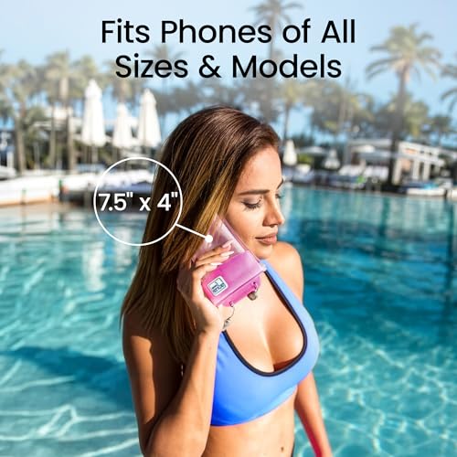 AquaVault Floating Waterproof Phone Pouch Case Universal for iPhone Android - color: Pink