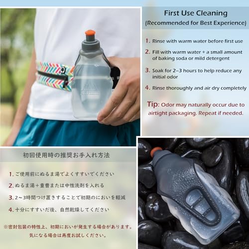 TRIWONDER Running Water Bottle Handheld Plastic Flask Hydration Vest Packs Waist Belt Replacement for Runners Marathon Cycling Hiking - color: 02 Water Bottle with Clip - 250ml/8.5oz - 1 Pack