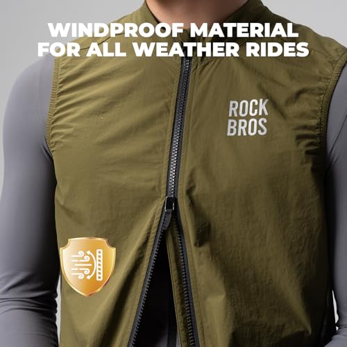 ROCKBROS Men's Cycling Vest Lightweight Windbreaker Bike Vest with Pocket - color: Black, size: Large