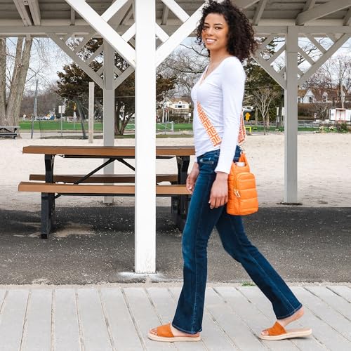 WanderFull Original HydroBag Crossbody Water Bottle Holder with Phone Pocket, Fits Water Bottles up to 32 oz - color: Orange Matte - Patterned Strap