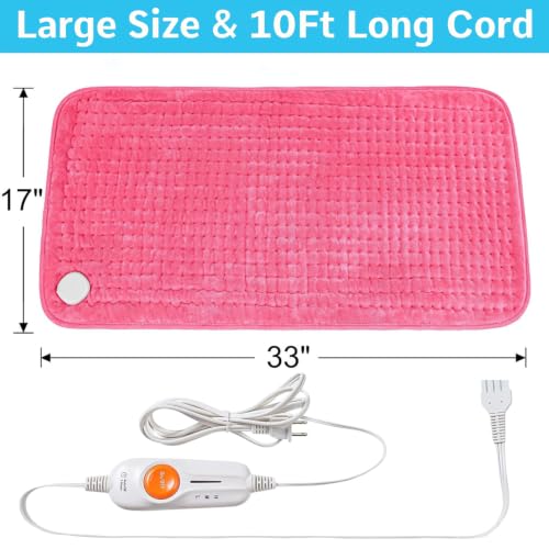 Boileau Electric Heating Pad for Back Relief, Extra Large 17"x33" XXXL - color: Pink