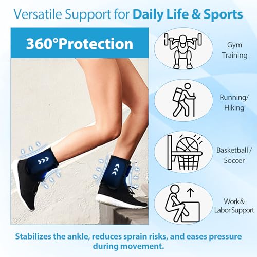 Ankle Support Brace for Men & Women with Stabilizers 2-Pack