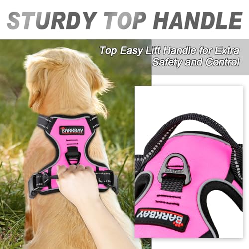 BARKBAY Dog Harness No Pull for Small Sized Dog Front Back Clips,Dog Vest - color: Pink, size: X-Small(Chest:15.5-19.5”)