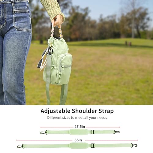 Wongeto Water Bottle Holder with Strap,25oz/40oz/64oz Water Bottle Carrier Sling Bag with Phone Pocket Crossbody Adjustable Shoulder with Hand Strap for Walking - color: Green