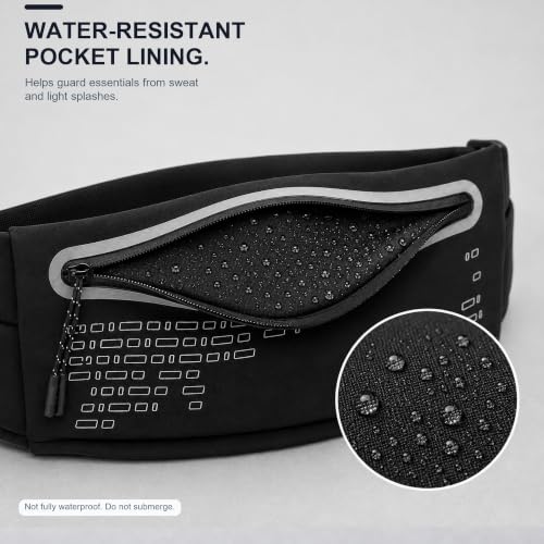 Running Belt Fanny Pack Men Women, Slim No-Bounce Waterproof Phone Holder - color: Black