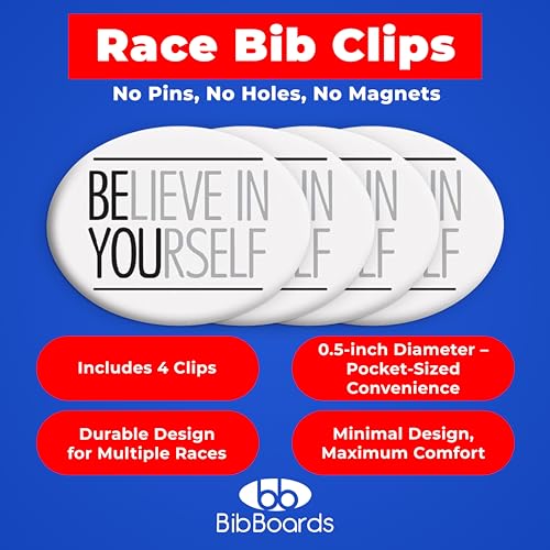 BibBoards bibSNAPS Race Bib Clips, Believe in Yourself, 4 Pack - color: Believe In Yourself