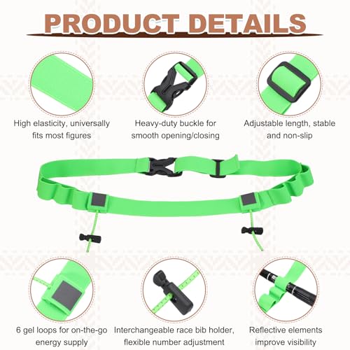Bib Belt Race Belt Triathlon Running Number Fluorescent Green 2Pcs - color: Fluorescent Green