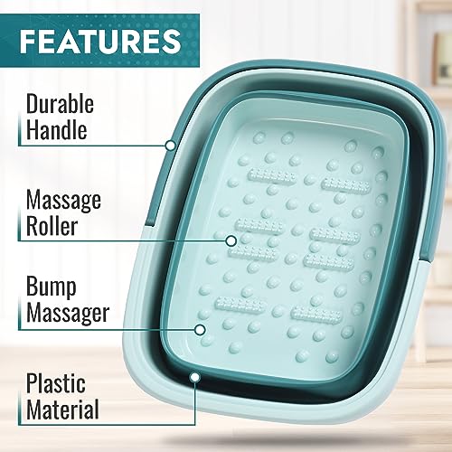 Collapsible Foot Soaking Tub Foldable Foot Bath Soak Tub Basin for Home Spa - color: Green & Blue
