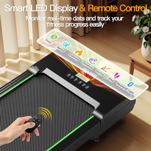 AKLUER Walking Pad Treadmill with 12% Auto Incline Adjustable Handlebar - color: deep black