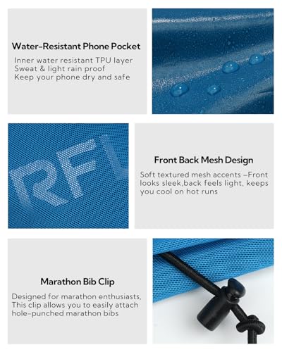 WATERFLY Running Belt Fanny Pack, Runner Race Belt with Bib Clip Blue - color: Blue