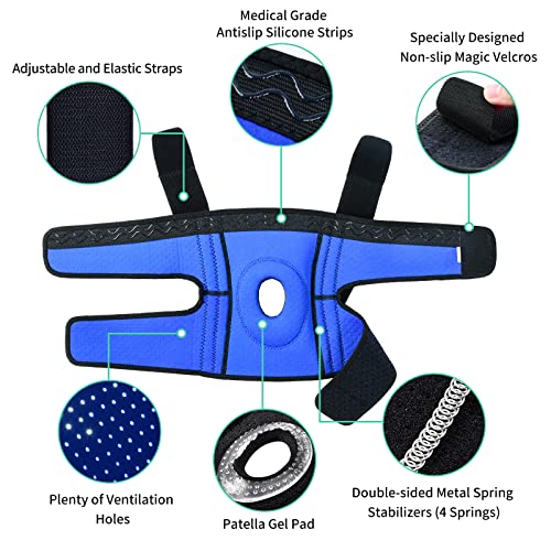 ABYON Adjustable Knee Brace for Men & Women - Maximum Support with Dual Side Stabilizers & Crossed Compression Straps for Meniscus Tear, ACL, MCL, LCL, Patella Injury and Post-Surgery Recovery - Please Check Sizing Video Before Buying - color: Black, size