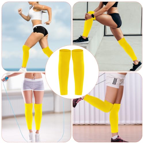 phnydreg 3 Pairs Leg Sleeve Shin Pre Cut Socks for Kids Youth Men Women Soccer Running Cycling - color: Yellow