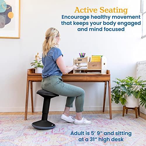 ECR4Kids Sitwell Wobble Stool with Cushion, Adjustable Height, Active Seating, Black - color: Black