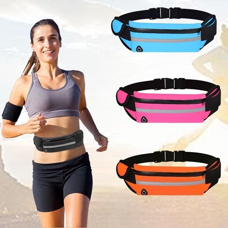 Running Belt Waist Pack for Runner Marathon Jogging Cycling Fitness Elastic Belt with Zipper Closure Secure Phone Holder for Men Women Jogger Slim Waistband （Blue） - color: Blue