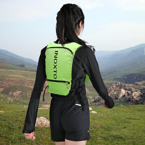 INOXTO Running Hydration Vest Backpack,Lightweight Insulated Pack with 1.5L Water Bladder Bag Daypack for Hiking Trail Running Cycling Race Marathon for Women Men - color: Green spots
