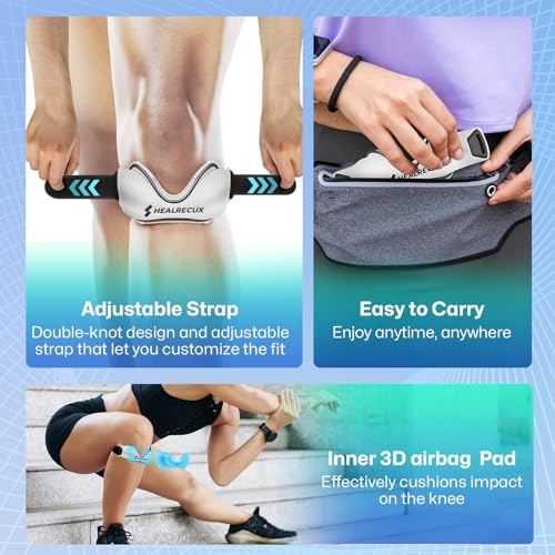 Healrecux Patellar Tendon Support Strap, Silicone Patella Knee Strap, Non-Slip Patella Stabilizer Knee Band for Jumpers Knee, Tendonitis, Basketball, Volleyball, Squats - White 2 Pack - color: White