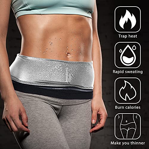 Geyoga Sweat Waist Trainer Stomach Wrap for Women - color: Silver Inner, size: X-Large