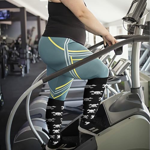 3/4 Pairs Wide Calf Compression Socks for Women Men 20-30 mmHg Knee High - color: 4 Pairs Skull, size: 4X-Large