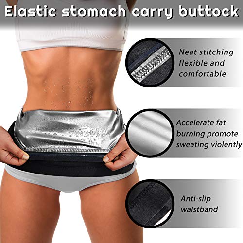 Geyoga Sweat Waist Trainer Stomach Wrap for Women - color: Silver Inner, size: Medium