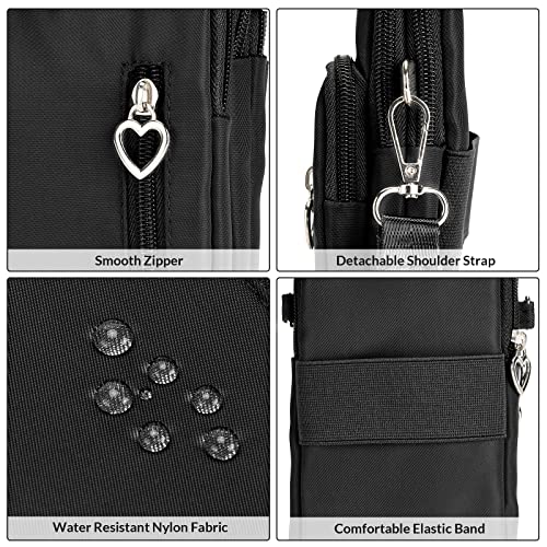Women Cell Phone Purse Wristband Sport Armband Wallet Travel Crossbody Cell Phone Purse for Galaxy S10 Plus S9 Plus A50 A7 J7,OnePlus 6T,HTC U12 (Black) - color: Black