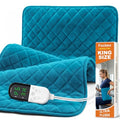 Electric Heating Pad for Back Neck & Shoulders, 35"x20" King Size, Velvet - color: Blue