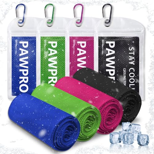 4 Pack Cooling Towels, Soft Breathable Cooling Towels for Neck and Face - color: Royal Blue/Green/Pink/Black