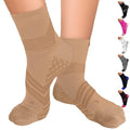 TechWare Pro Plantar Fasciitis Socks – Cushion Ankle Compression Socks Women & Men. Achilles Tendonitis Brace & Arch Support - color: Beige / Beige, size: X-Large
