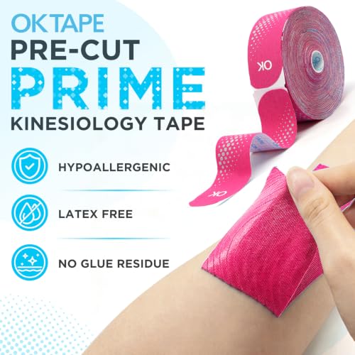 OK TAPE Synthetic Kinesiology Tape, Precut Athletic Tape 1 Roll (Pink, 100 PCS) - color: Pink, size: 100 PCS