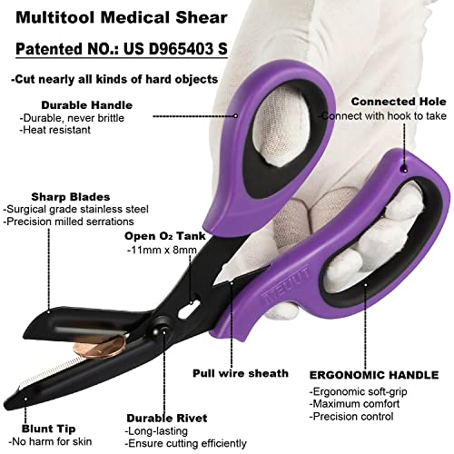 MEUUT Medical Scissors 2-Pack Trauma Shears for Nurses All Purpose Scissors - color: Purple/Black+purple/Black