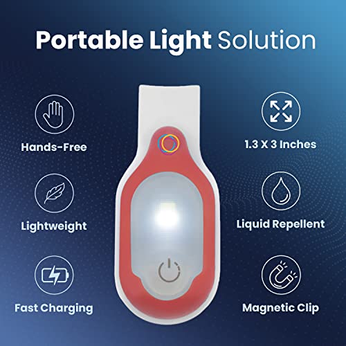Clipglow Nurse Light Clip On Nursing Night Shift Light, Bright, Lightweight Magnetic, Portable, USB Rechargeable Flashlight for Badge, 8-10 Hours Battery, 4 Light Settings 10-25 Lumens Nurse Gift| Red - color: Red