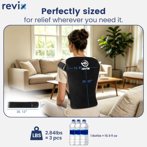 REVIX 45-Min Cooling Full Back Ice Packs, Reusable Gel Ice Wrap for Back - color: Black - With Ice Grid Gel